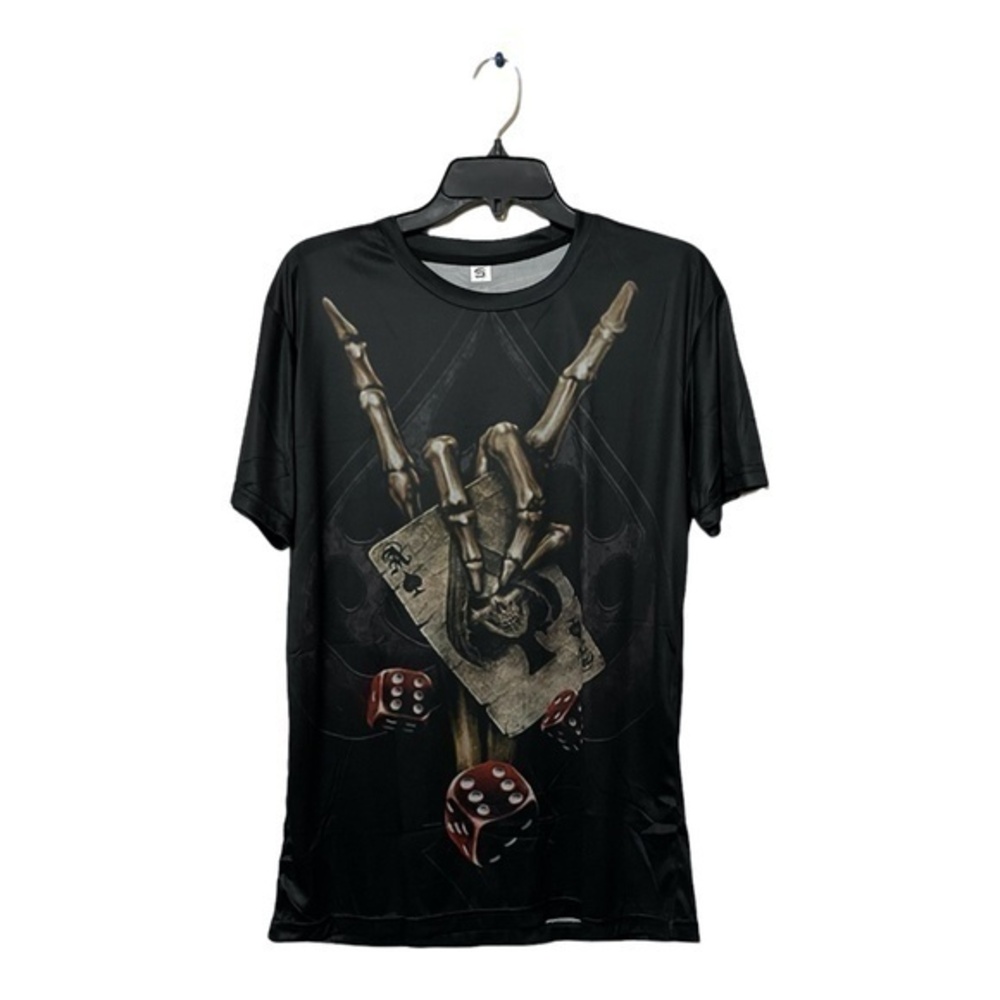 3/$25.  Unbranded Men's Ace of Spades Silky T-Shirt Size Small